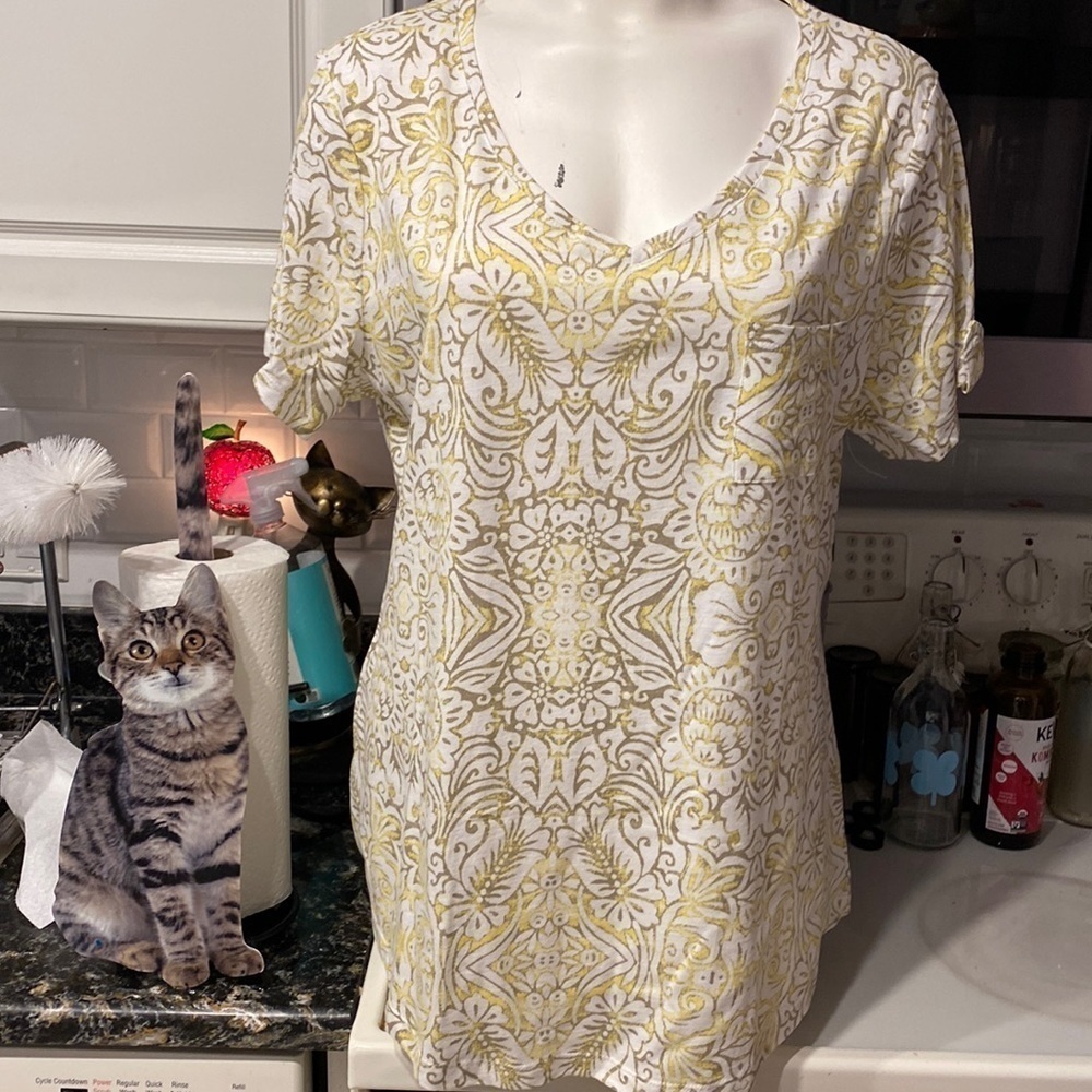 X womens Bay Studio geometric cap sleeve plus size top 1X